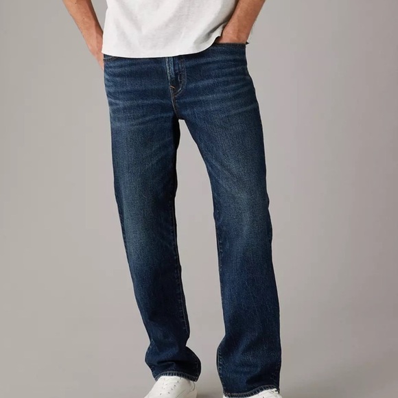 American Eagle 100% Cotton Whiskered Midrise Relaxed Straight Mens Jeans (33/34) - Picture 15 of 15